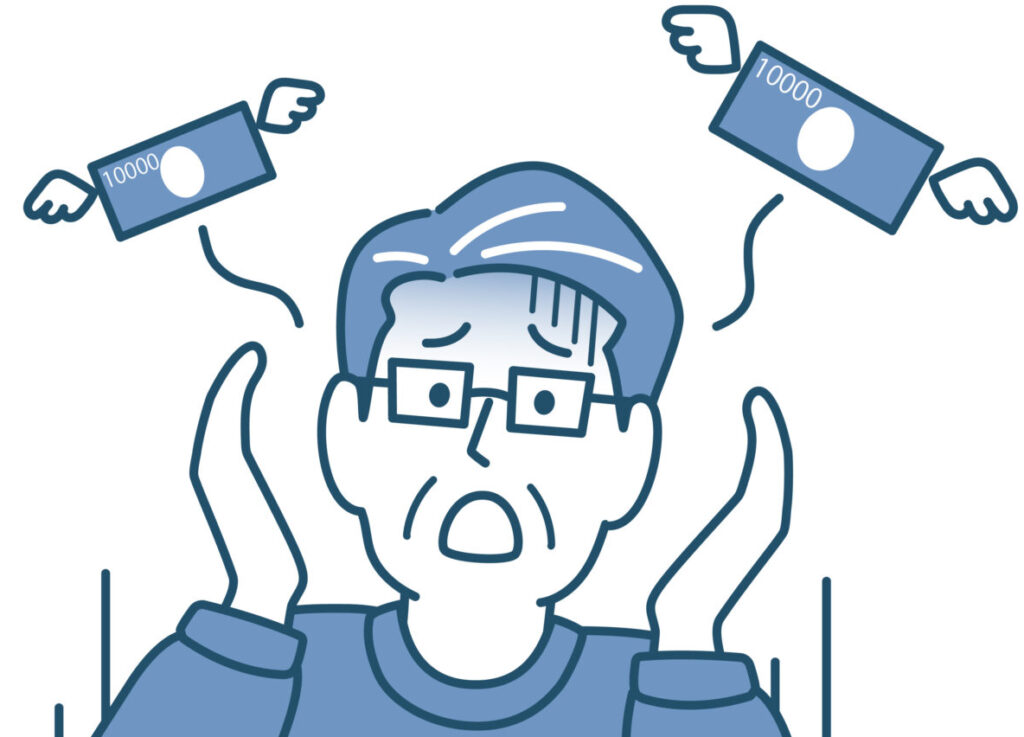 お金を失う男性