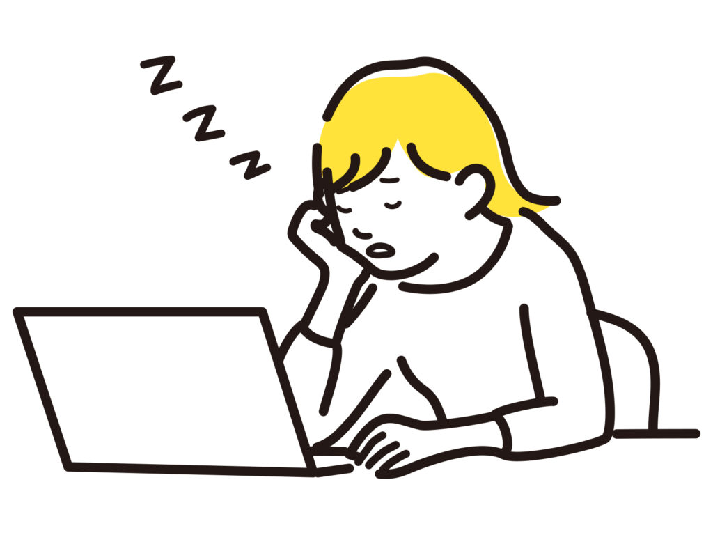 居眠りをする女性