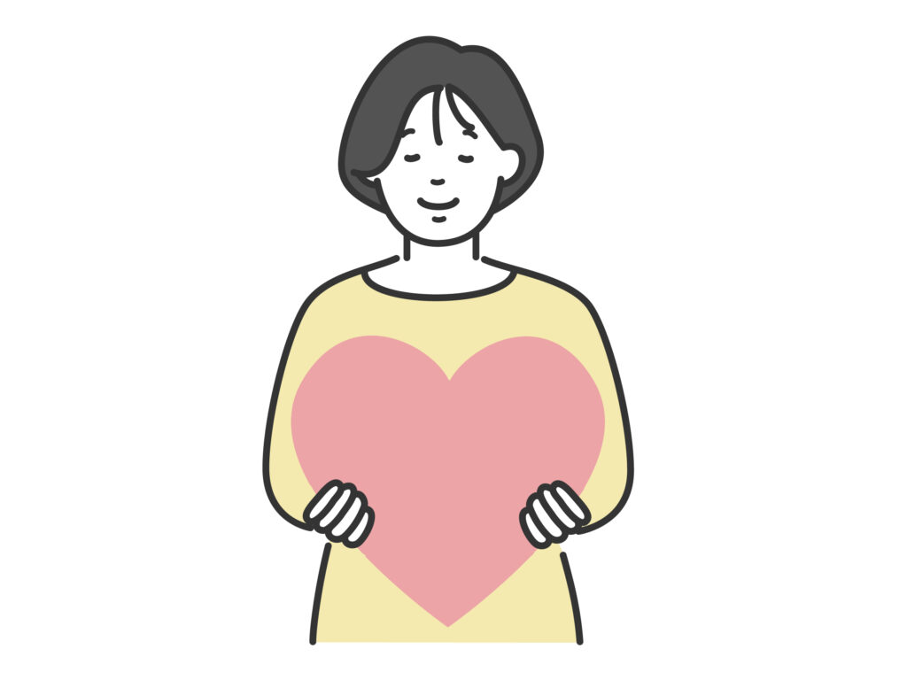 ハートを持つ女性