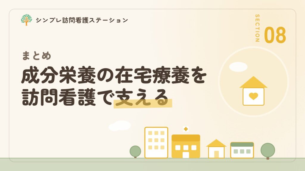 まとめ在宅成分栄養経管栄養法指導管理と訪問看護で在宅療養を支える